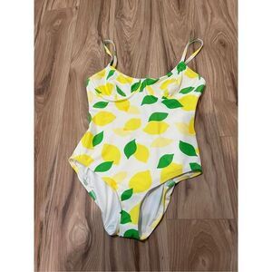Kate Spade NWT Yellow Lemon One Piece Swimwear Sz M